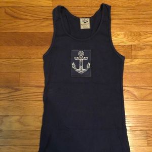 Women’s nautical studded anchor tank top Navy Med